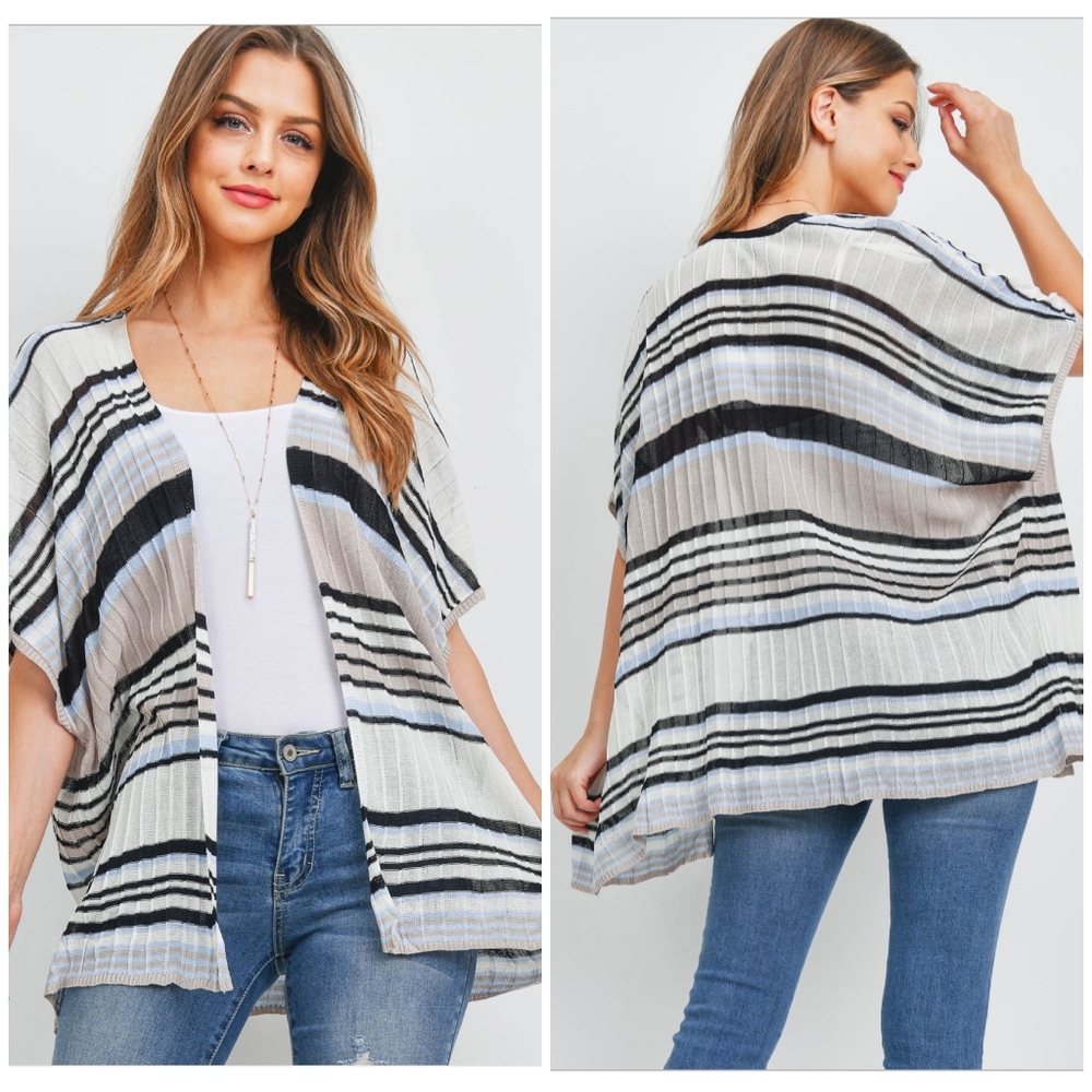 Casual Chic Light Knitted Short Sleeves Kimono - Picture 2 of 5
